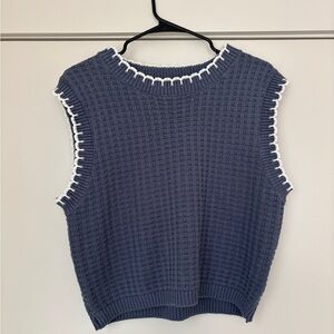 Moon & Madison Blue Knit Sweater with White Accents